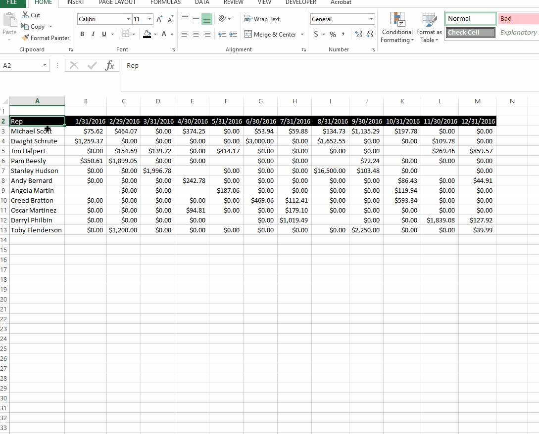 Excel Paste Special Transpose Table